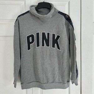 Pink Victoria Secret Sweatshirt Cowl Neck Rainbow Sleeve Size Women’s Small